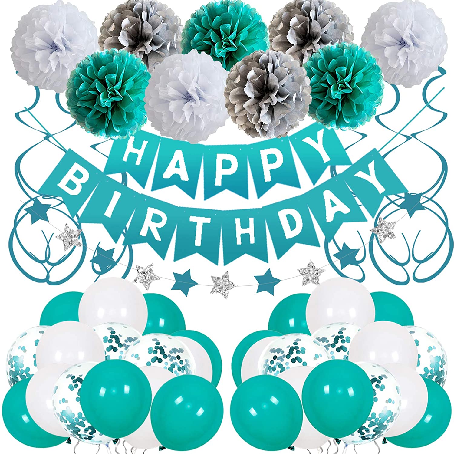 Birthday Decorations Women Teal Birthday Balloons for Girls Boys